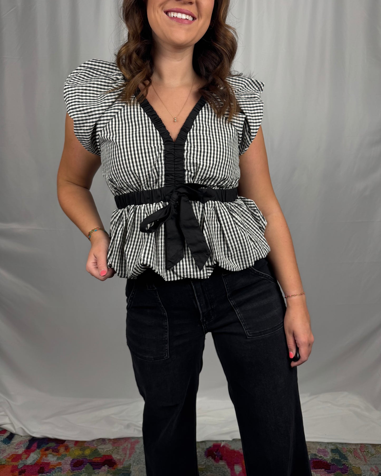 Gingham Bow Top