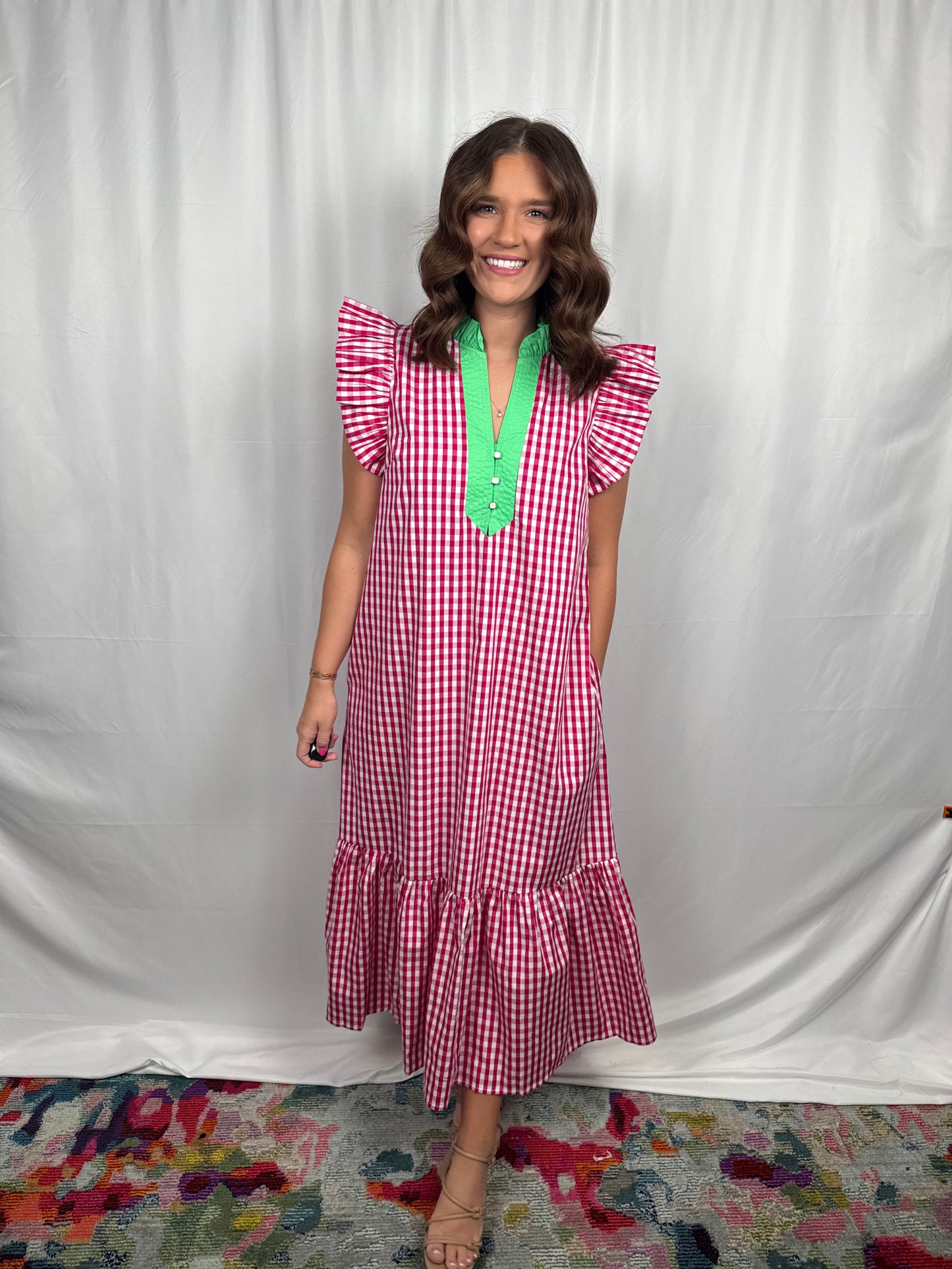 Gingham Midi Dress