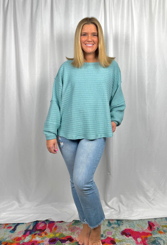 Textured Teal Pullover