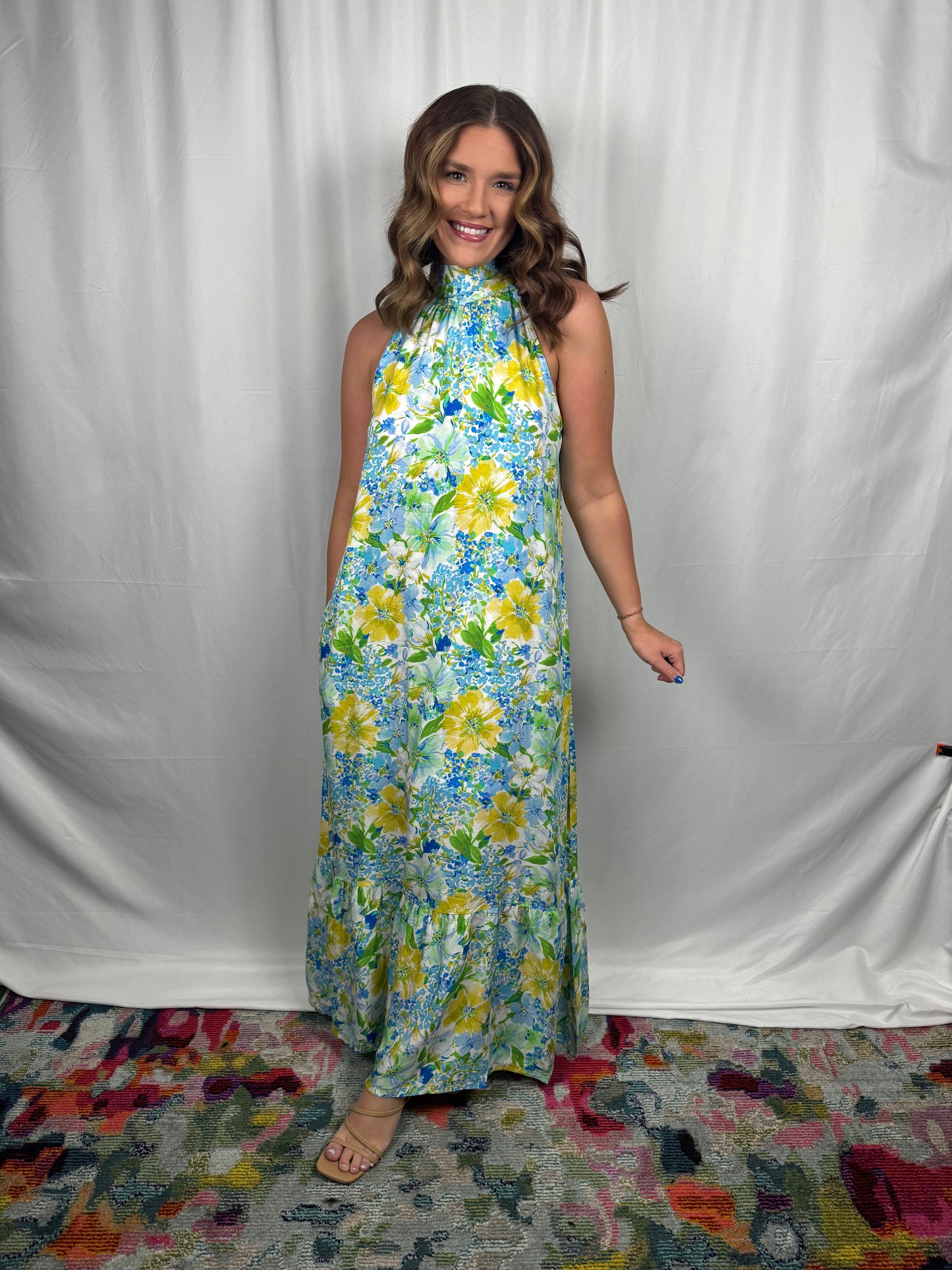 High Neck Floral Maxi
