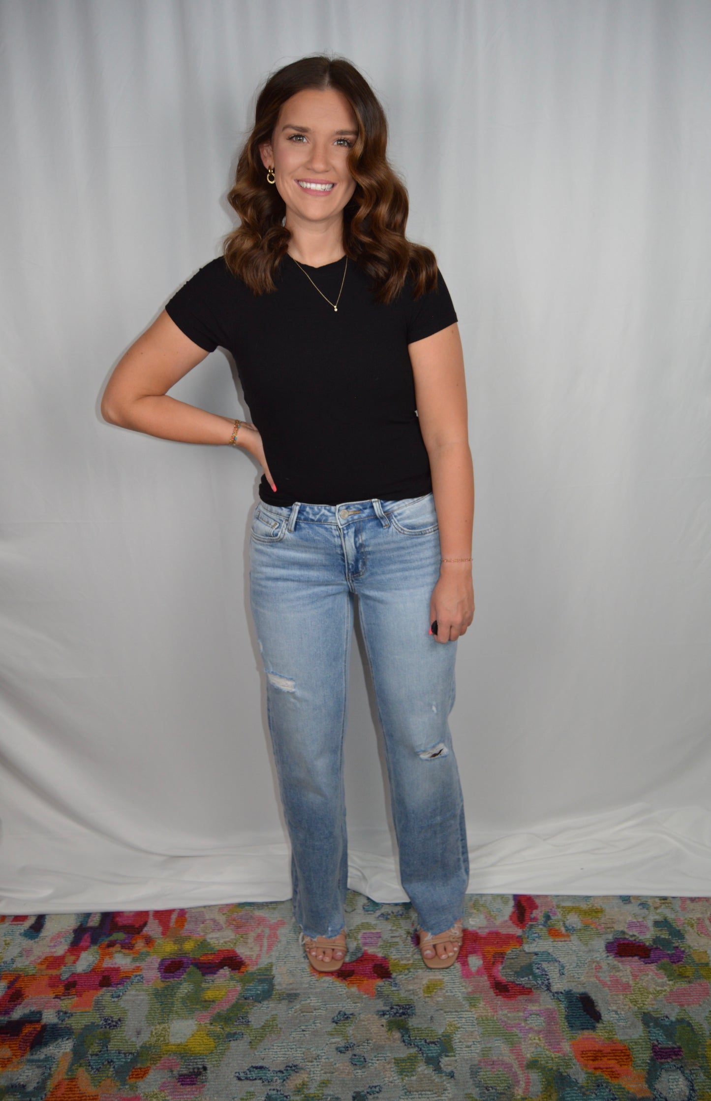 Low Rise Distressed Denim