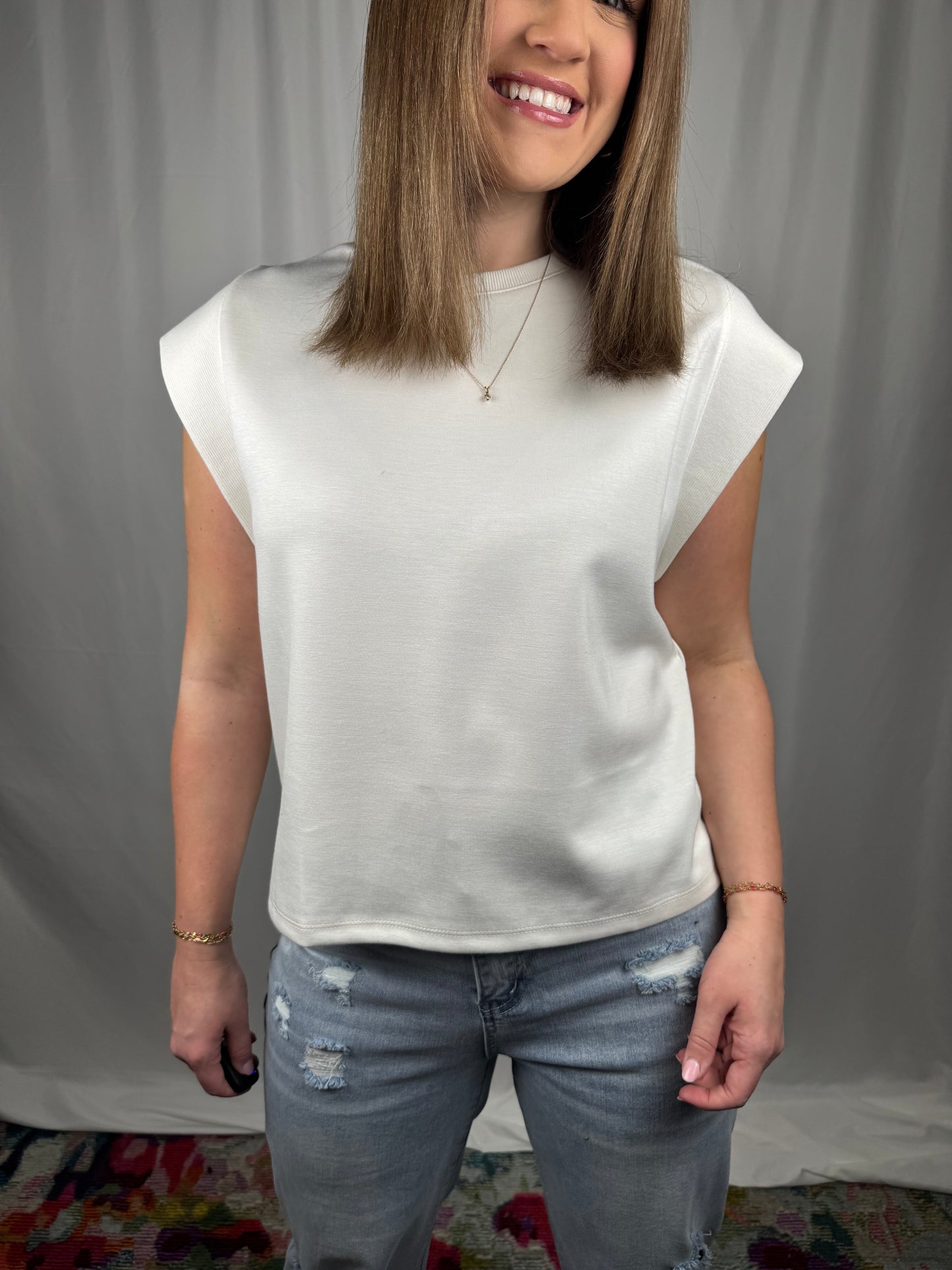 Contrast Cap Sleeve Top