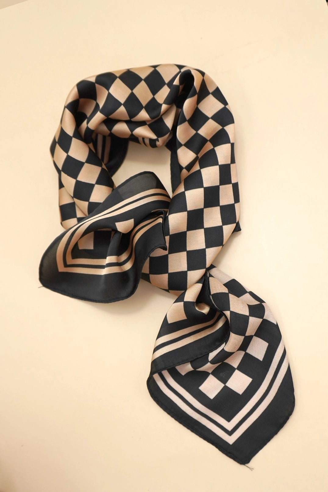 Checkered Satin Scarf