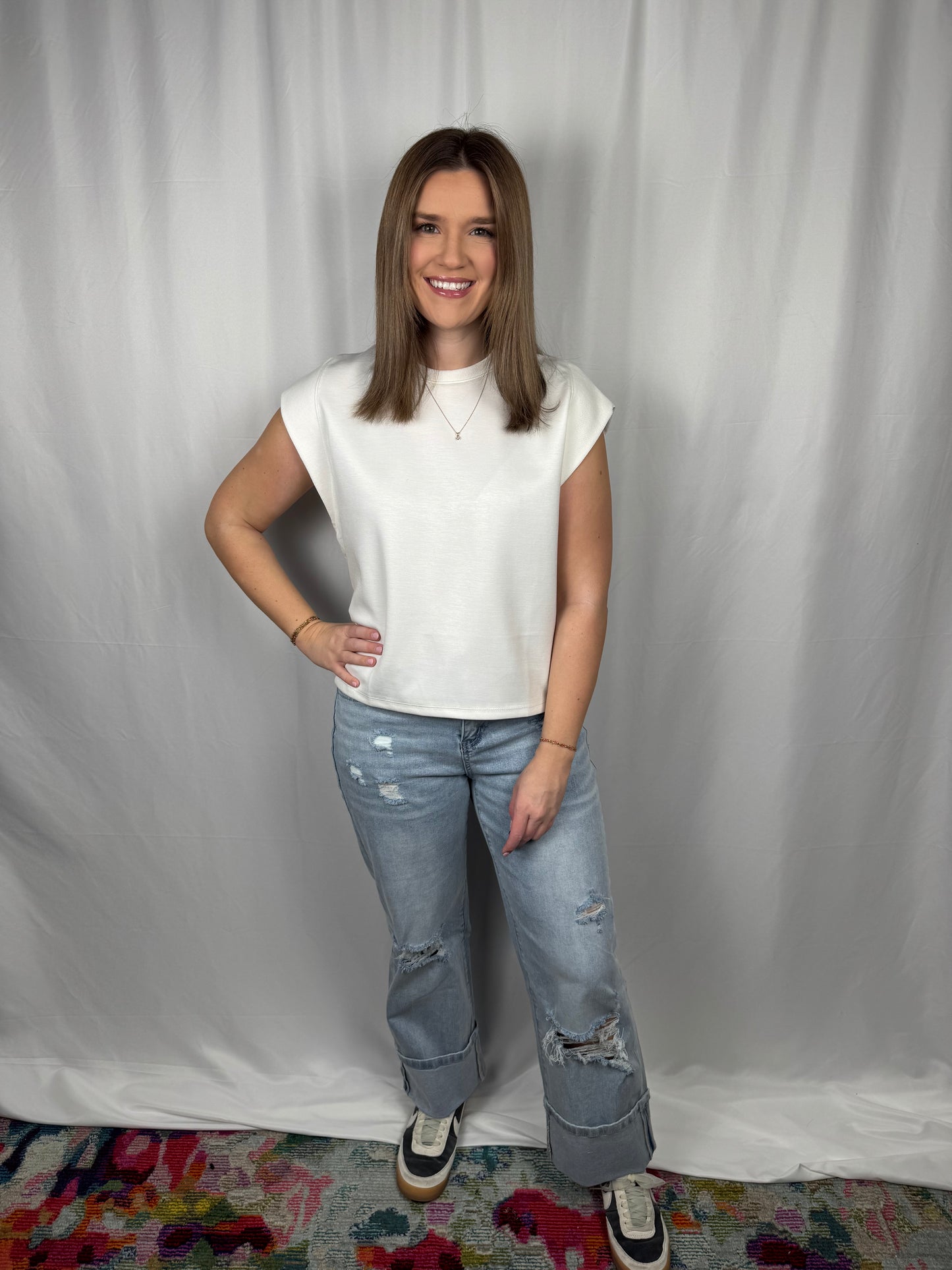 Contrast Cap Sleeve Top