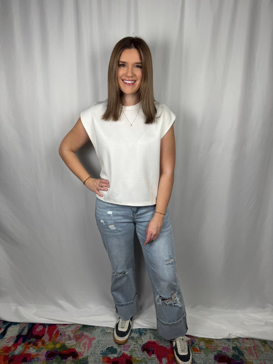 Contrast Cap Sleeve Top