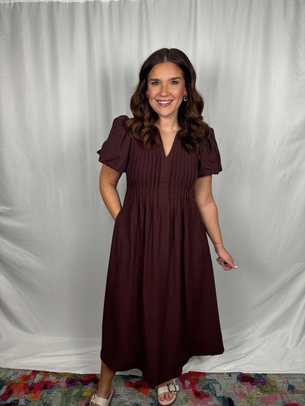 Pleated Puff Midi