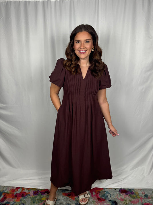 Pleated Puff Midi