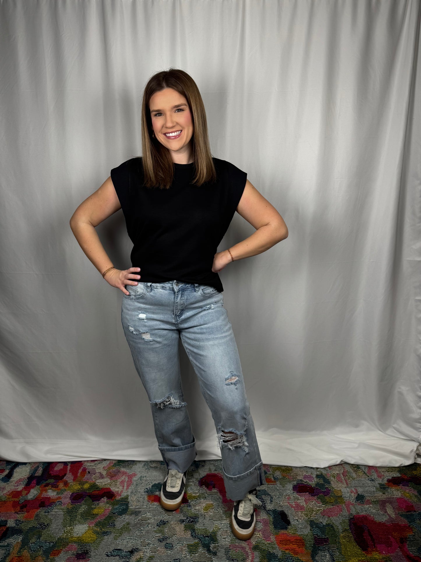 Contrast Cap Sleeve Top