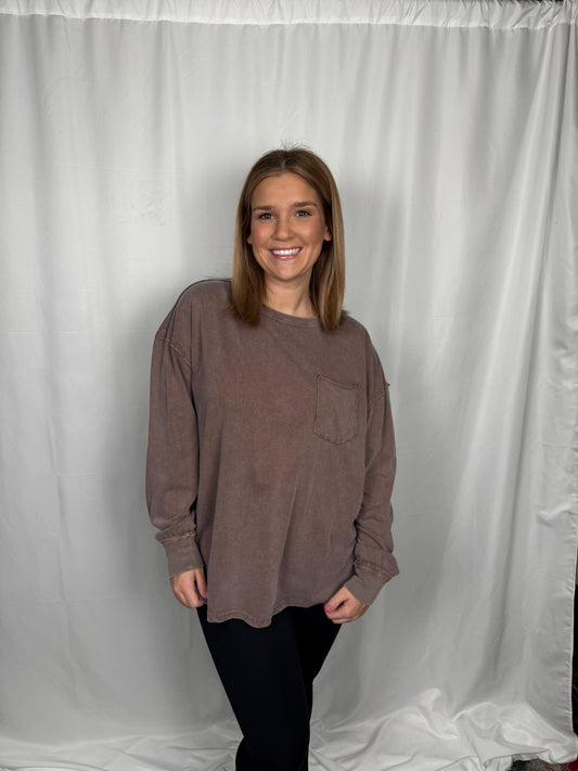 Oversized Pocket Tee (Brown)