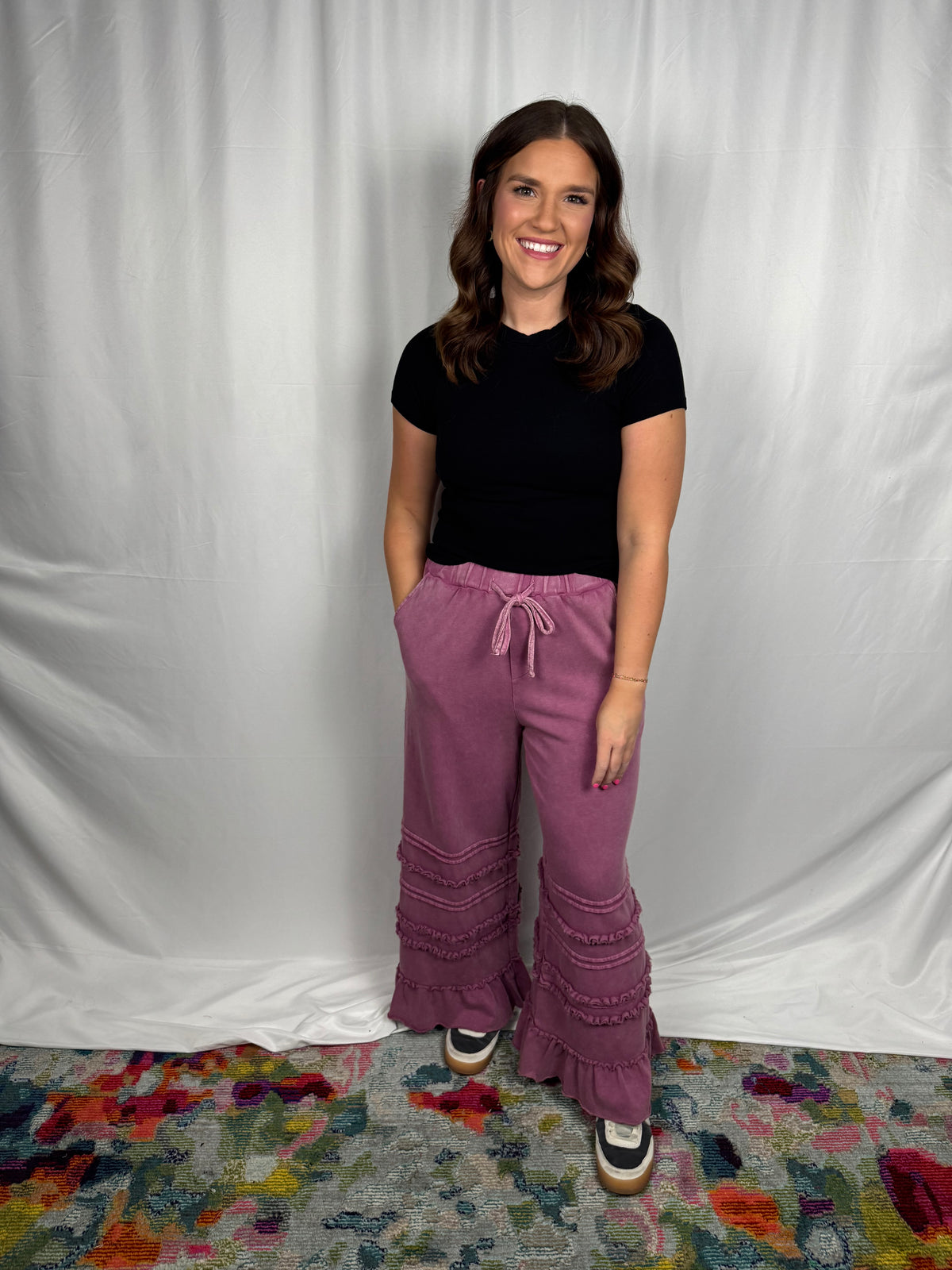 Wide Leg Ruffle Pants