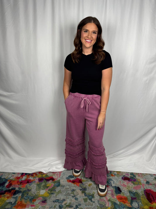 Wide Leg Ruffle Pants