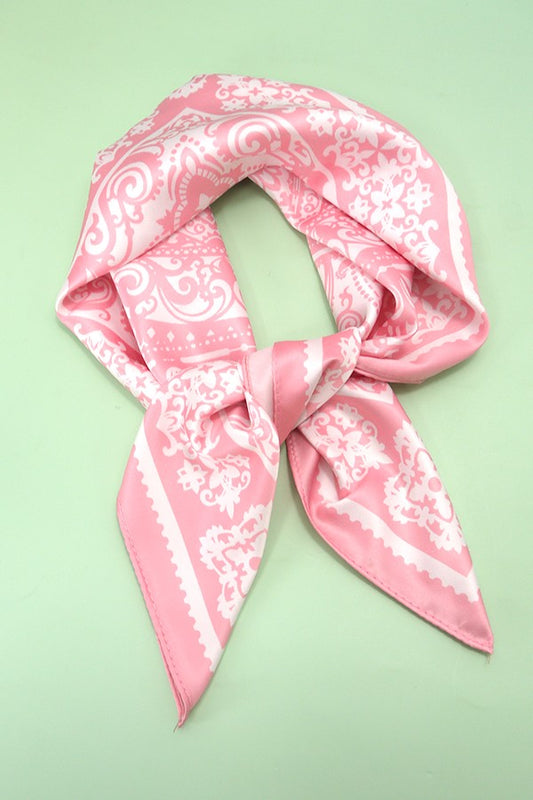 Paisley Pink Satin Scarf