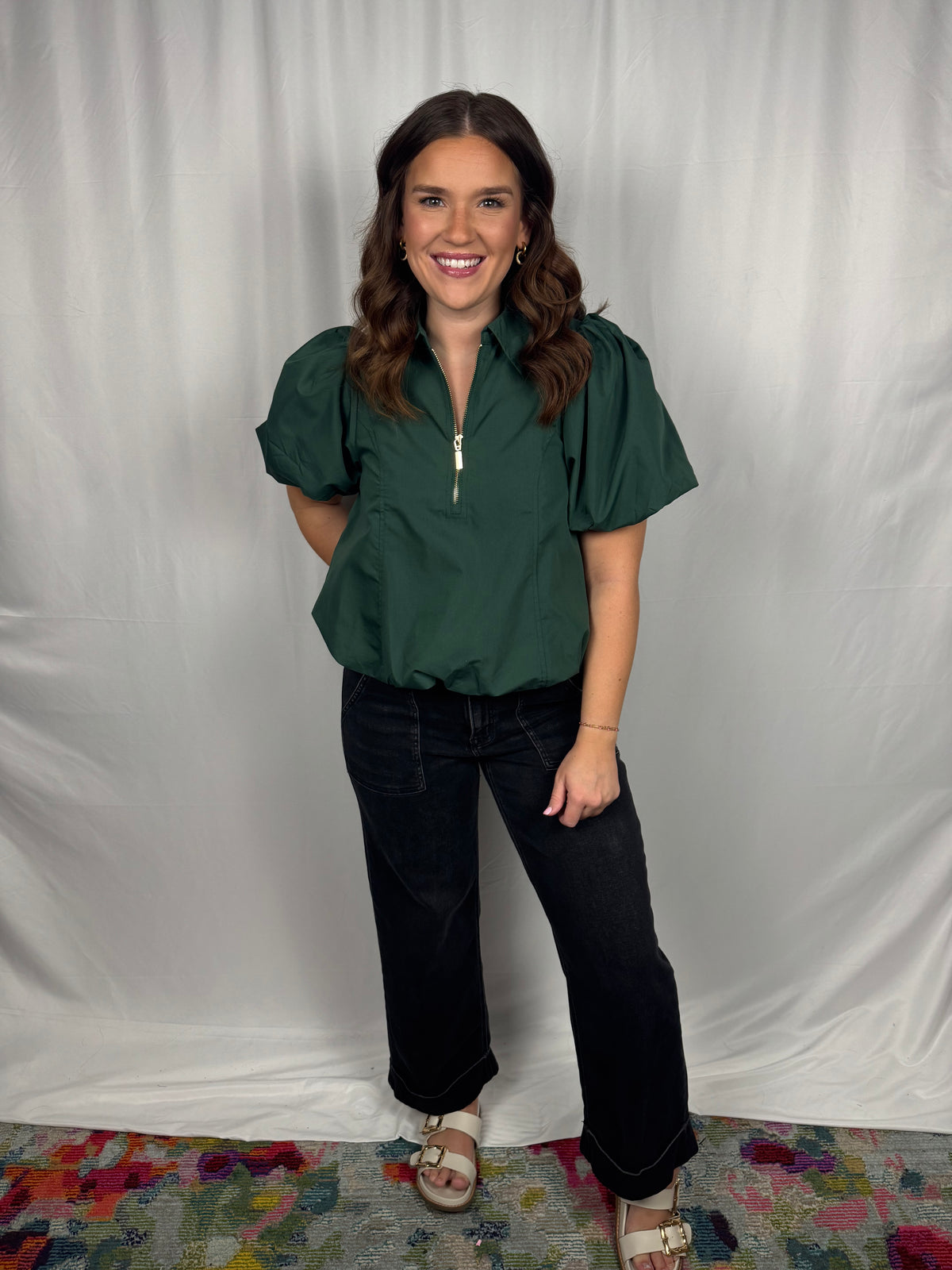 Bubble Hem Zip Top
