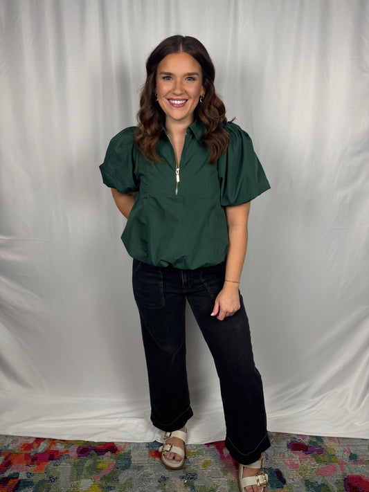 Bubble Hem Zip Top