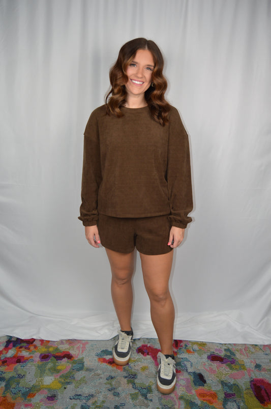 Brown Ribbed Set