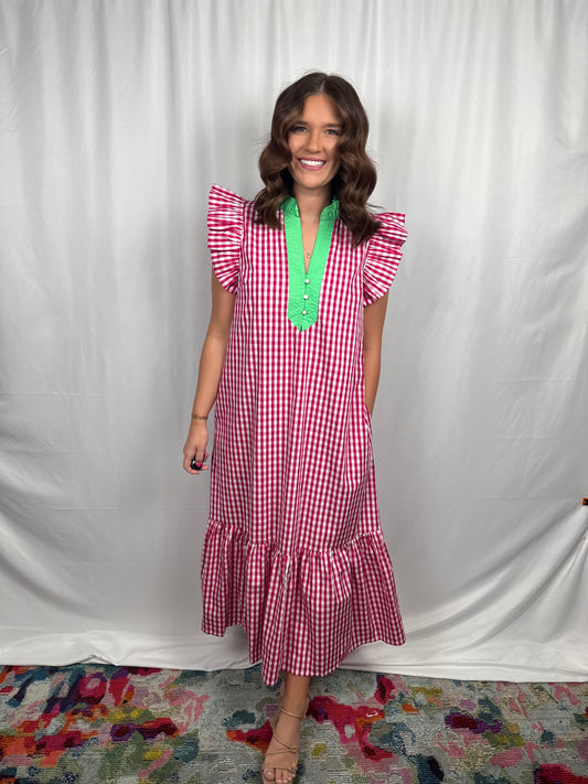Gingham Midi Dress