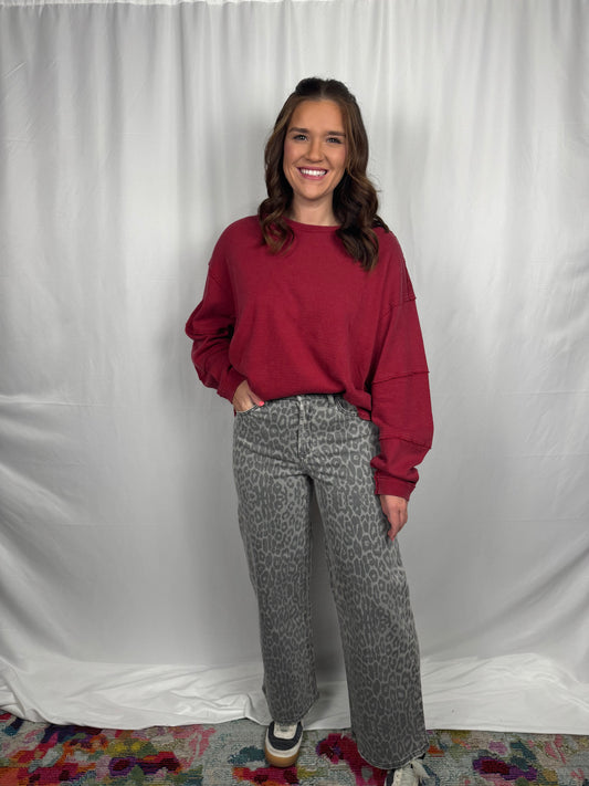 Grey Leopard Denim