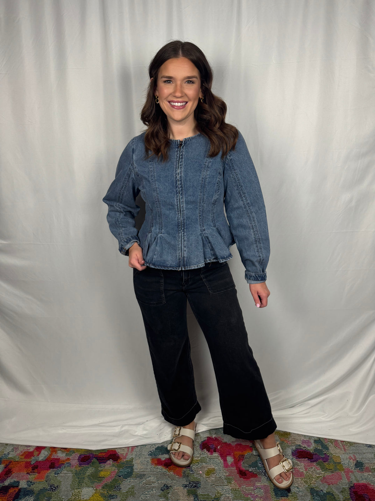 Denim Zip Top