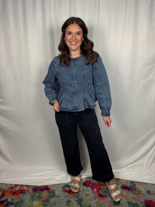 Denim Zip Top