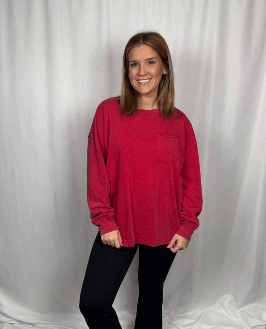 Oversized Pocket Tee (Red)