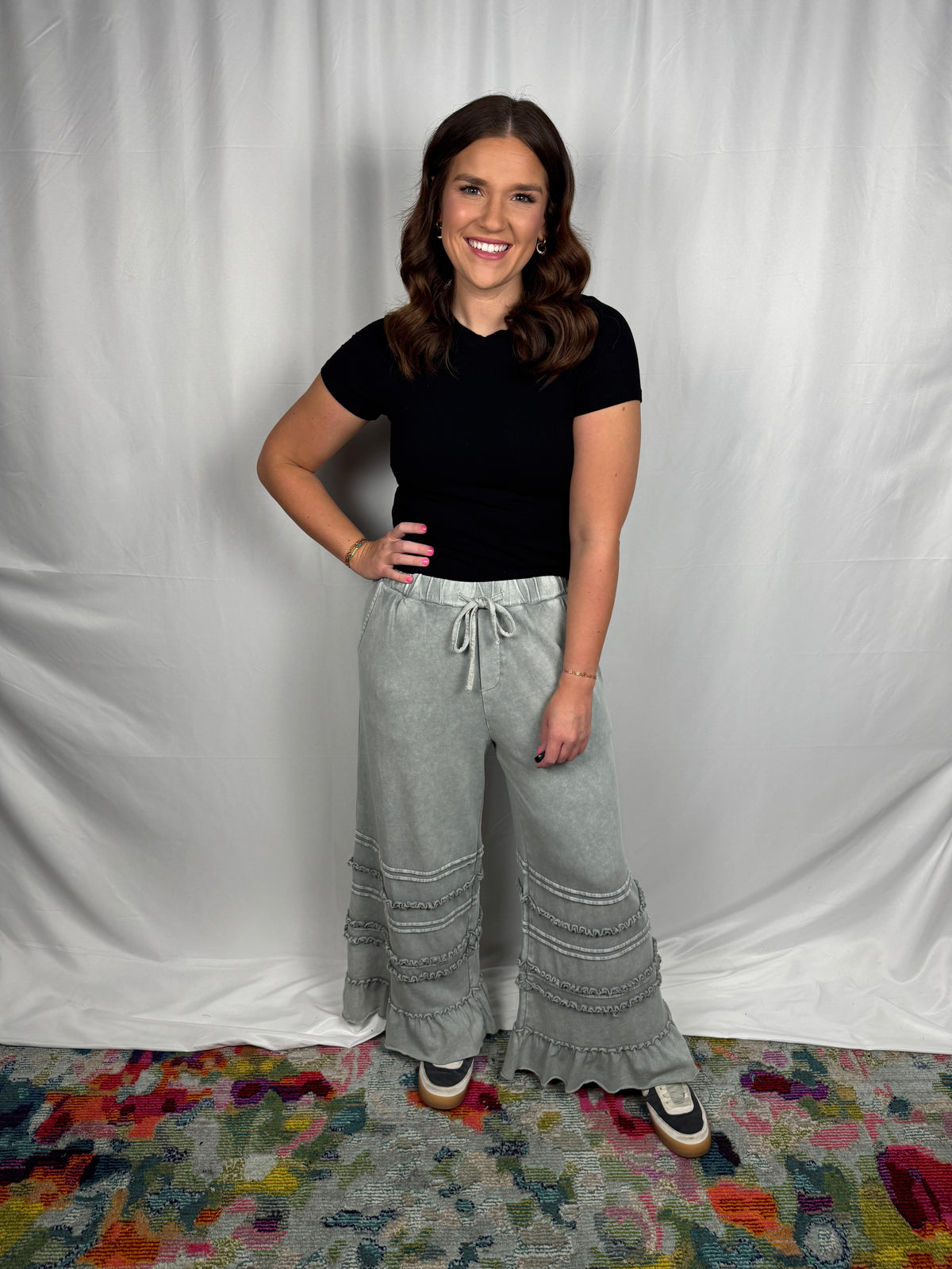 Wide Leg Ruffle Pants