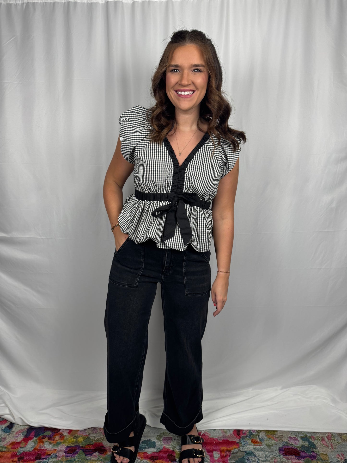 Gingham Bow Top