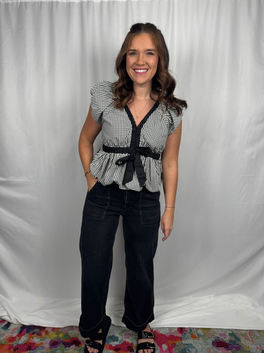 Gingham Bow Top
