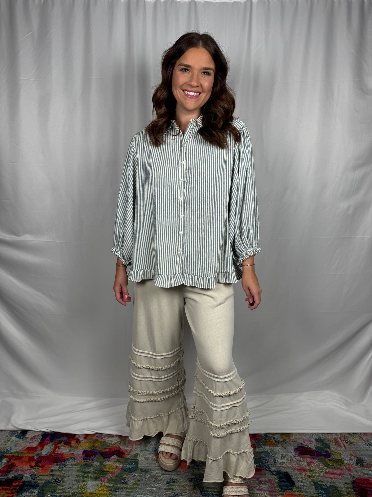 Wide Leg Ruffle Pants