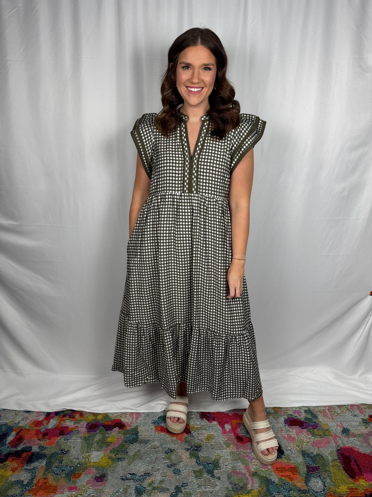 Gingham Flutter Dress