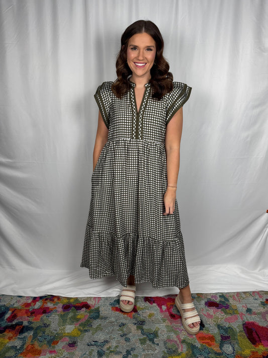Gingham Flutter Dress