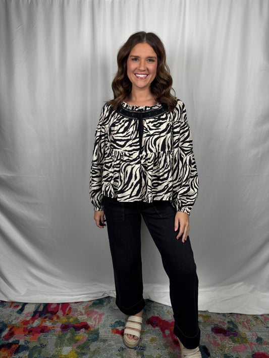 Zebra Tie Top