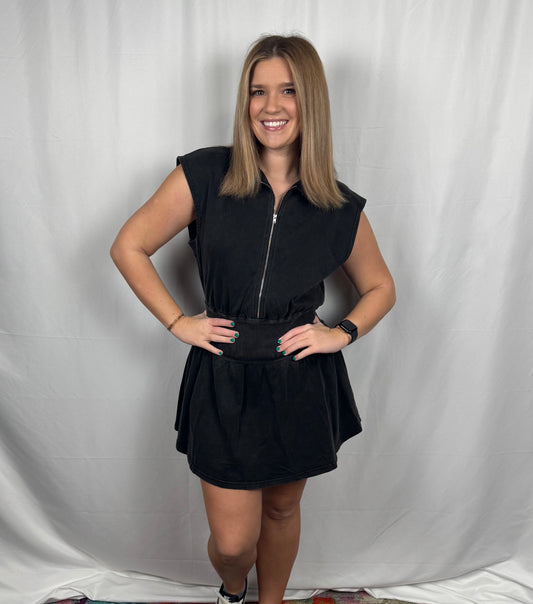 Effortless Zip Dress (Black)