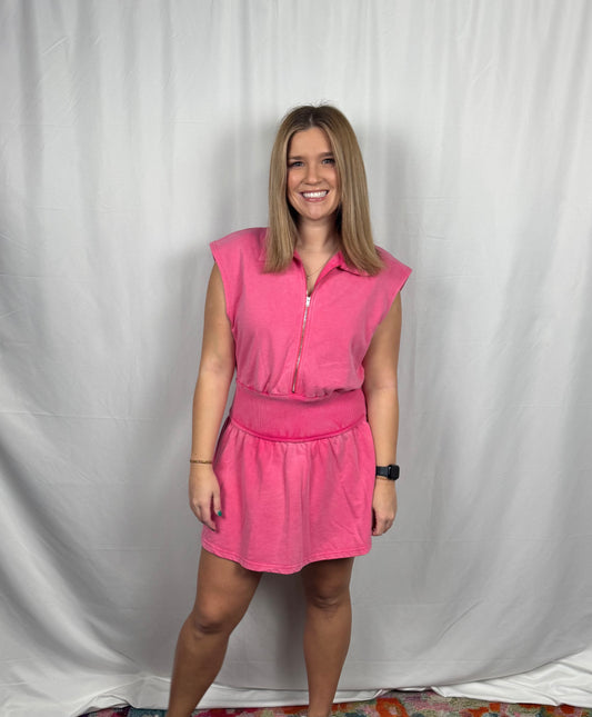 Effortless Zip Dress (Pink)