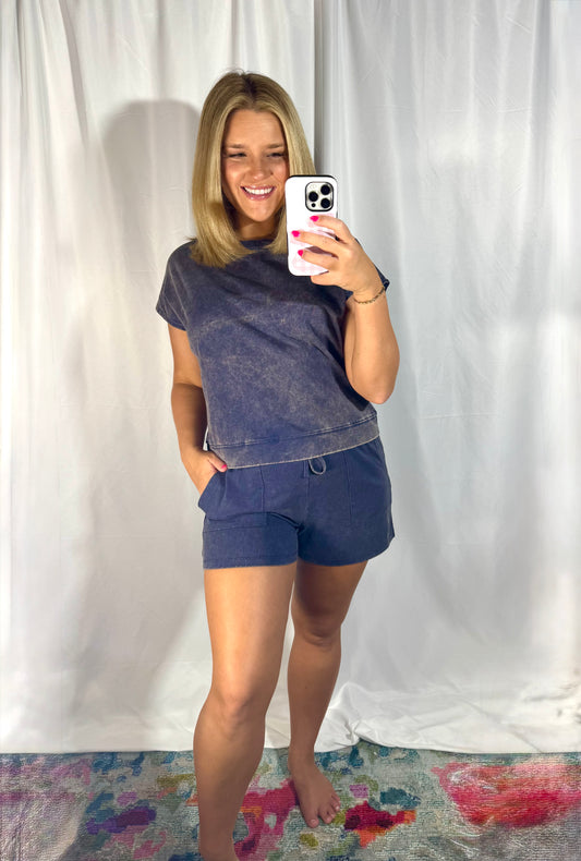 Acid Wash Short Set